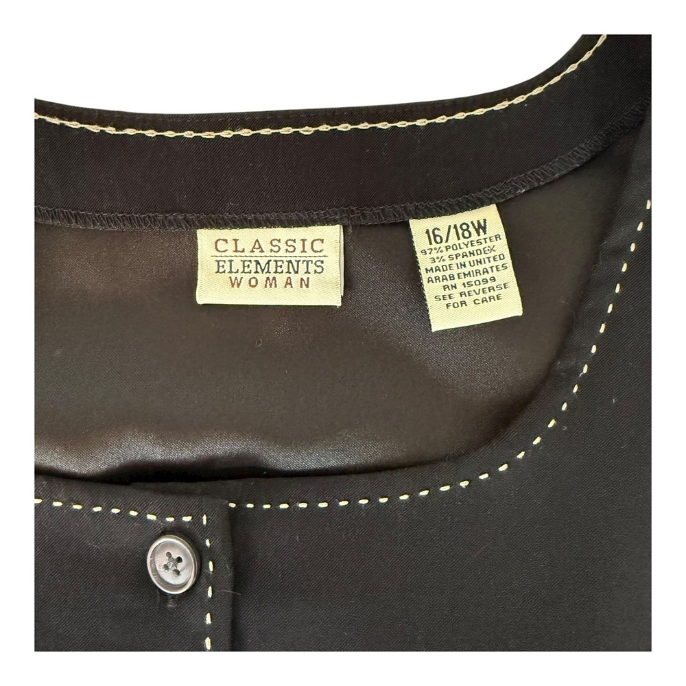 Classic Elements Black Sleeveless Button Front Mi… - image 6